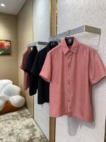 LV Checkered Jacquard Short Sleeve Shirt Pink - 图片 3