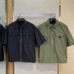 Prada Minimalist Recycled Nylon Short Sleeve Shirt Black