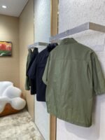 Prada Minimalist Recycled Nylon Short Sleeve Shirt Army Green - 图片 4