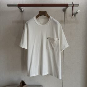Bottega Veneta Pocket Studded Round Neck Short Sleeve White