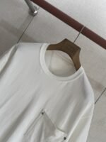 Bottega Veneta Pocket Studded Round Neck Short Sleeve White - 图片 3