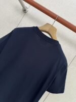 HERMES Leather Embroidered Round Neck Short Sleeve T Sleeve Black - 图片 5