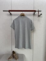 HERMES Leather Embroidered Crew Neck Short Sleeve T Sleeve Grey - 图片 2
