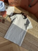 HERMES Leather Embroidered Crew Neck Short Sleeve T Sleeve Grey - 图片 7