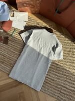 HERMES Leather Embroidered Crew Neck Short Sleeve T Sleeve Grey - 图片 8