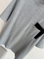 HERMES Leather Patchwork Pocket Round Neck Short Sleeve - 图片 4