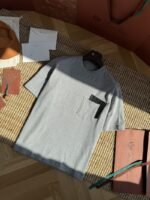 HERMES Leather Patchwork Pocket Round Neck Short Sleeve - 图片 7