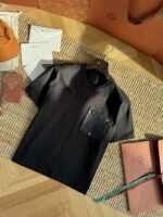 Bottega Veneta Braided Pocket Round Neck Short Sleeve Black - 图片 7