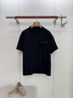 Bottega Veneta Round Neck Pocket Heart Short Sleeve Black