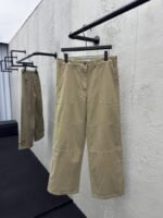 Prada solid color zipper wide leg twill casual pants
