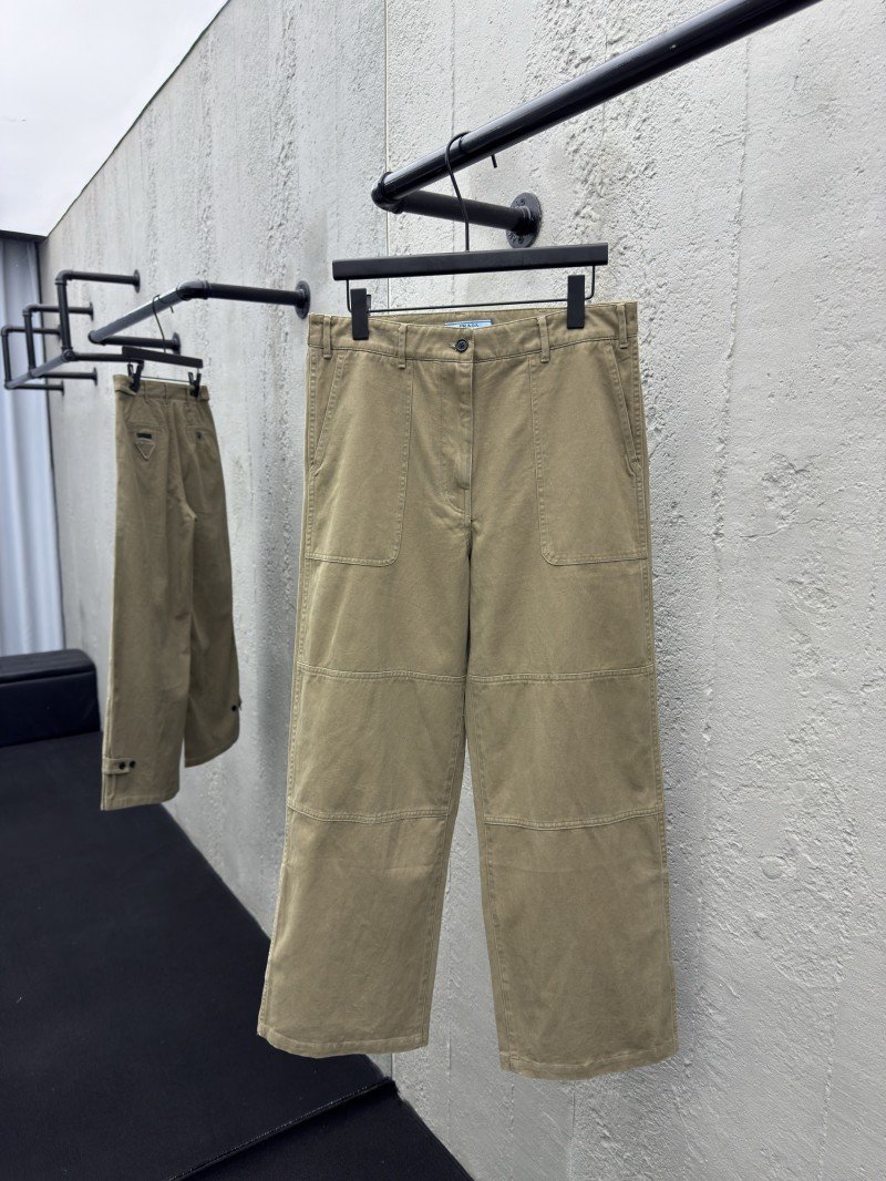 wsxc1751947776962_0.jpg Prada solid color zipper wide leg twill casual pants - 图片 1