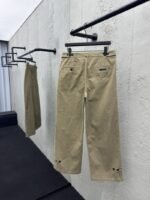 Prada solid color zipper wide leg twill casual pants - 图片 2