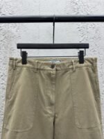 Prada solid color zipper wide leg twill casual pants - 图片 3