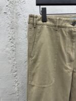 Prada solid color zipper wide leg twill casual pants - 图片 4