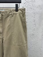 Prada solid color zipper wide leg twill casual pants - 图片 5