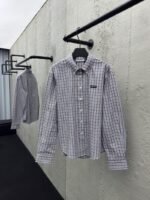 Miumiu Check Cotton Long Sleeve Shirt