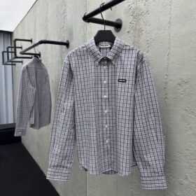 Miumiu Check Cotton Long Sleeve Shirt