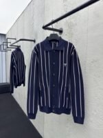 Prada Striped Embroidered Long Sleeve Sweater