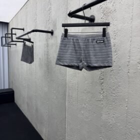 Miu Miu New Gray Striped Shorts