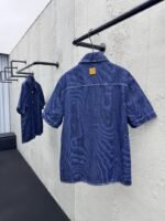 lv wood grain denim short sleeve shirt - 图片 2