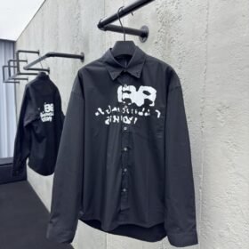 Balenciaga Ink Splash Print Pattern Shirt Black