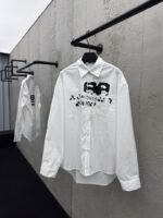 Balenciaga Ink Splash Print Pattern Shirt White