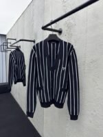 Prada Striped Embroidered Cardigan Sweater