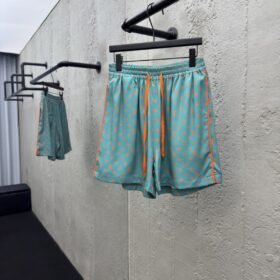 lv silk printed drawstring shorts