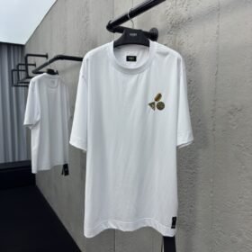 fendi Gourmet Pattern Embroidered Short Sleeve White