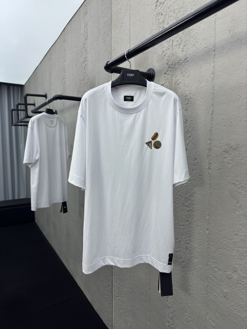 wsxc1752281644980_0.jpg fendi Gourmet Pattern Embroidered Short Sleeve White - 图片 1
