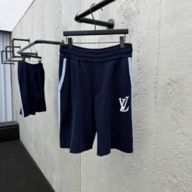 lv logo jacquard line elastic shorts
