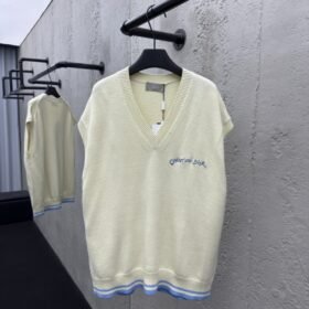 Dior Letter Embroidered Sleeveless Sweater Vest