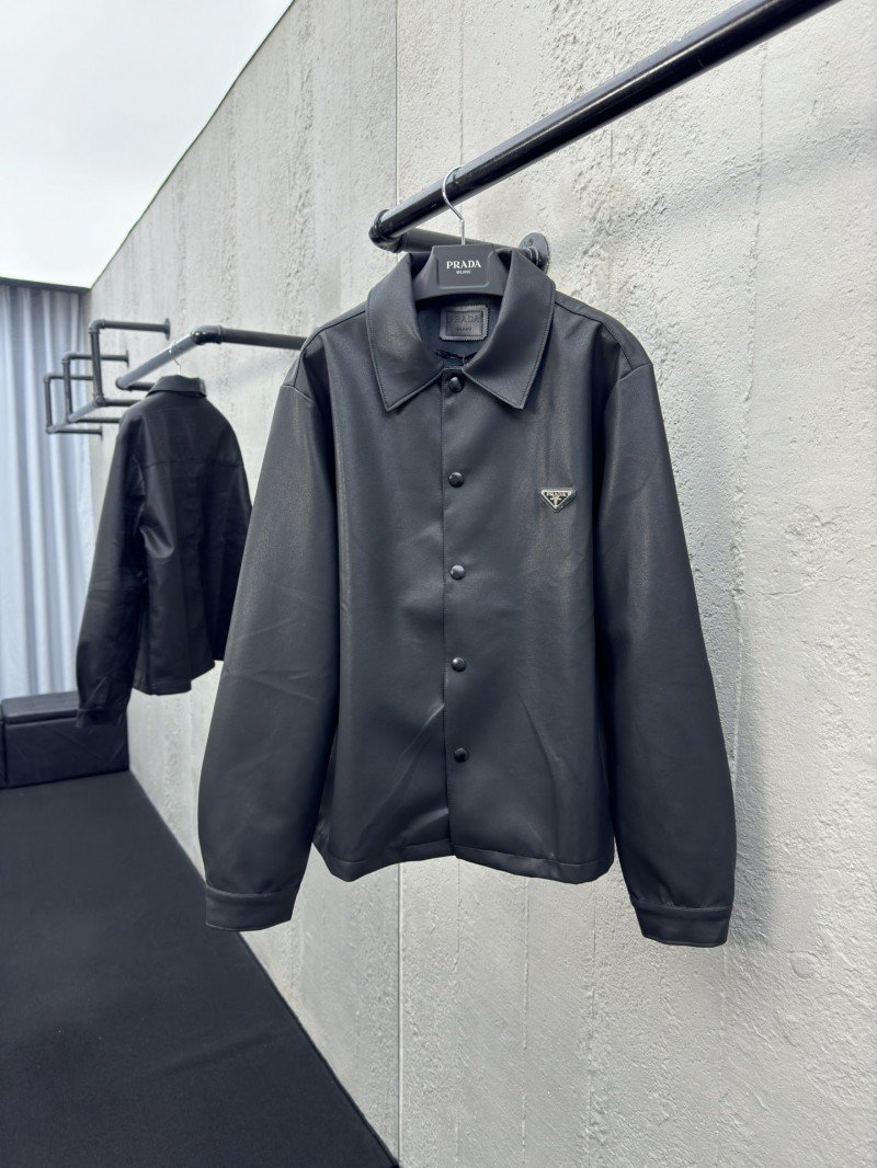 wsxc1754451871100_0.jpg Prada Lambskin Triangle Label Leather Jacket - 图片 1