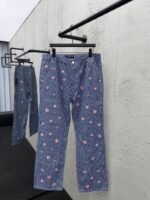 Lv Hickory Cherry Blossom Rhinestone Pants