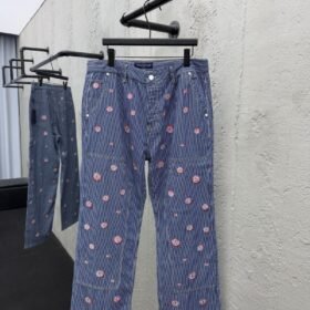 Lv Hickory Cherry Blossom Rhinestone Pants