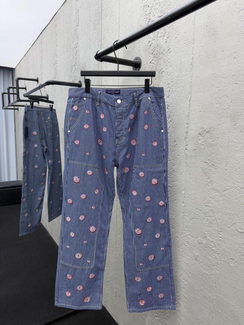 wsxc1754539948357_0.jpg Lv Hickory Cherry Blossom Rhinestone Pants - 图片 1