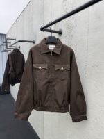 Miu Miu Letter Logo Embroidered Pointed Collar Zipper Long Sleeve Jacket Jacket