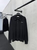 Miu Miu Letters Embroidered Long Sleeve Polo