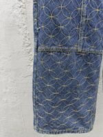 Lv Quilted Zipper Straight Leg Embroidered Jeans - 图片 6