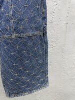 Lv Quilted Zipper Straight Leg Embroidered Jeans - 图片 7