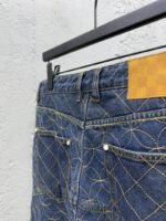 Lv Quilted Zipper Straight Leg Embroidered Jeans - 图片 9