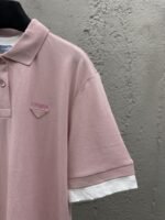 Prada Plain Knit False Two Piece Short Sleeve Polo Shirt 1 - 图片 5