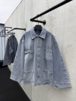 Prada Distressed Ice Blue Four-Pocket Work Jacket