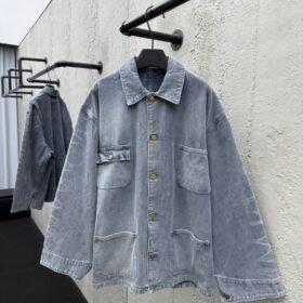 Prada Distressed Ice Blue Four-Pocket Work Jacket