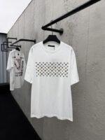 LV brand logo print round neck short sleeve T-shirt