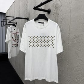 LV brand logo print round neck short sleeve T-shirt