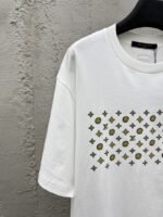 LV brand logo print round neck short sleeve T-shirt - 图片 4