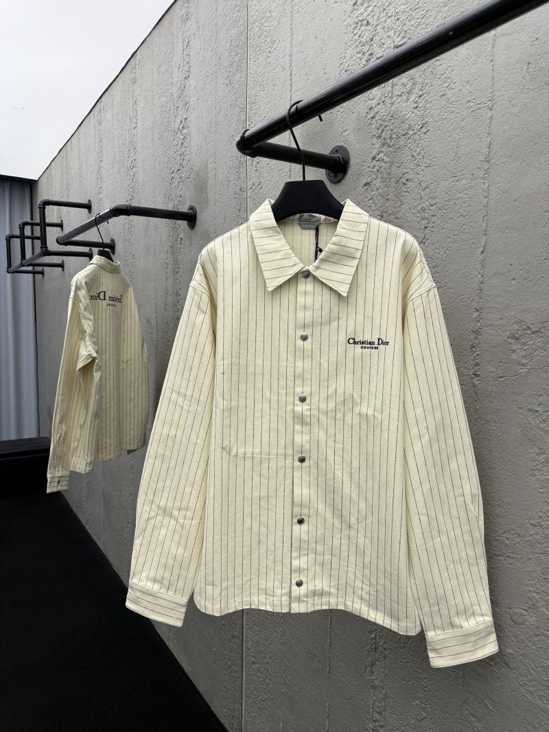 wsxc1755056087857_0.jpg Dior Herringbone Striped Embroidered Shirt - 图片 1