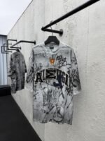 Balenciaga Graffiti Print Letter Label Round Neck Short Sleeve
