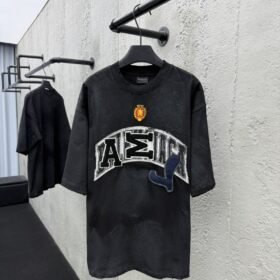 Balenciaga Letter Embroidered Round Neck Short Sleeve T-Shirt
